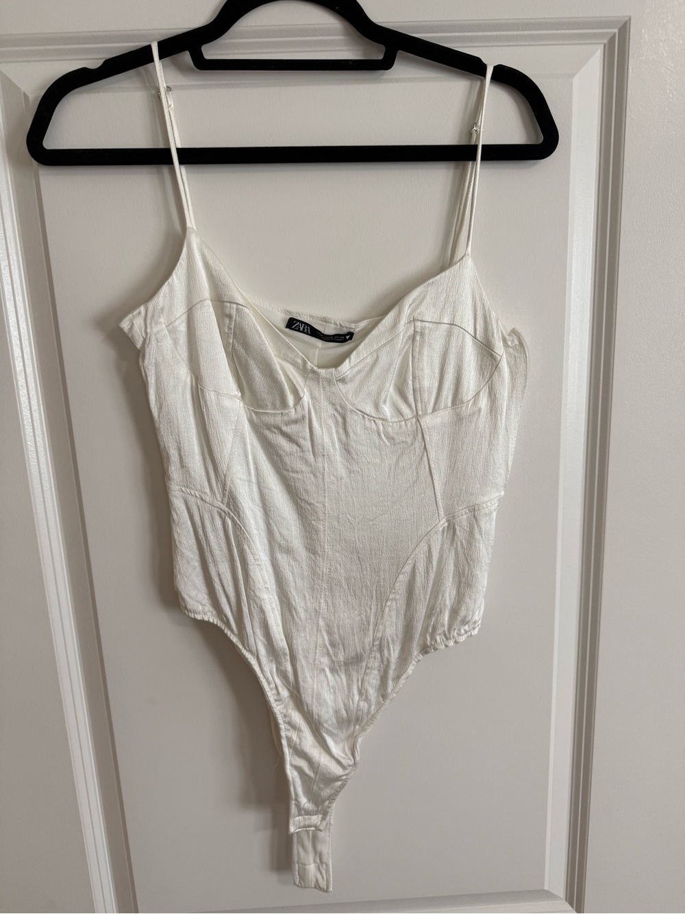 Zara Satin White Corsetstyle Bodysuit
